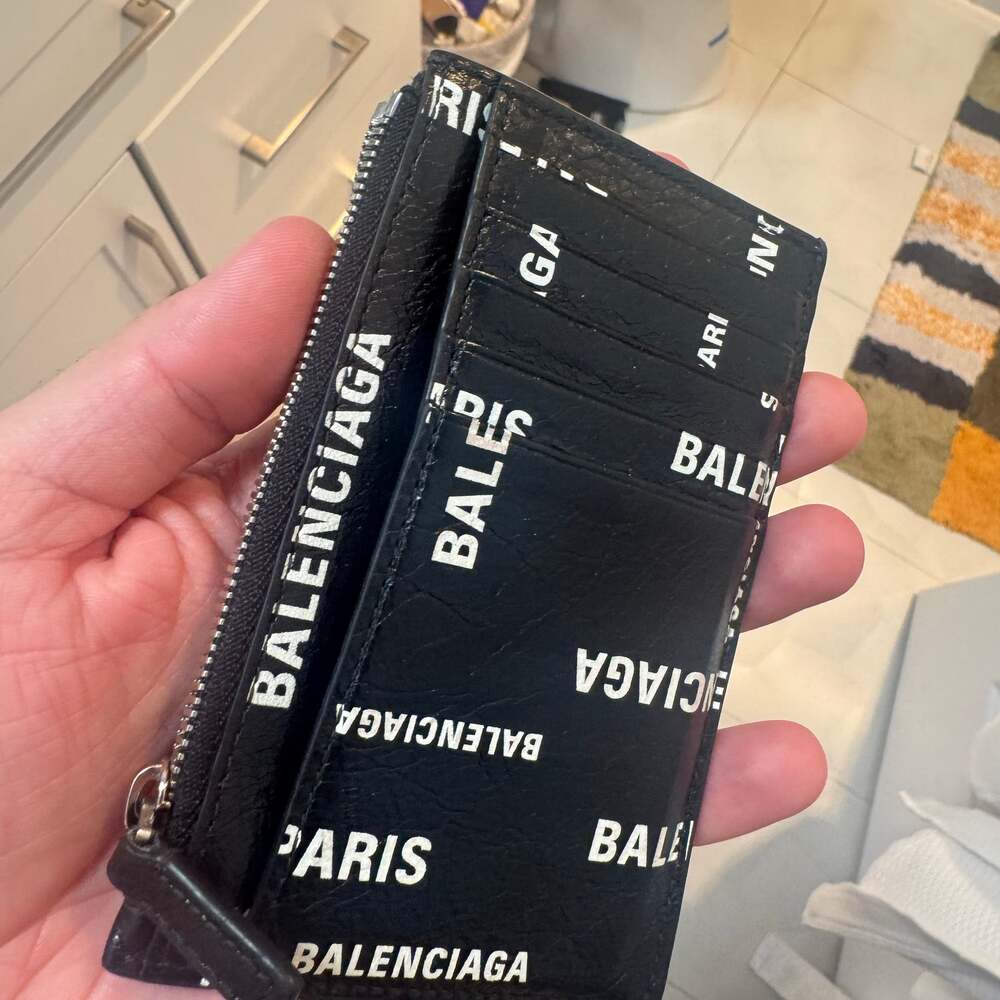 Balenciaga Cash Large Long Coin And Card Holder BB Paris Allover